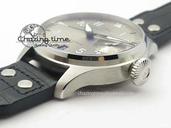 MIROTIME 0318 TimelessDesign Big Pilot Real PR IW500906 ZF 1:1 Best Edition Silver Dial On Black Leather Strap A 7285